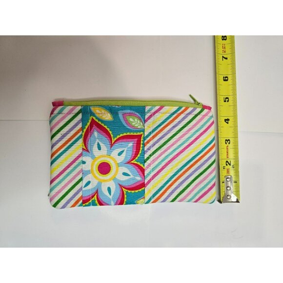 Small Makeup Bag Zipper Colorful Flower Fabric Cosmetic Casual Clutch - Picture 2 of 5